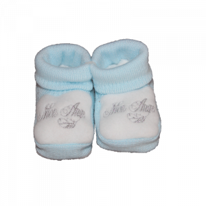 Chaussons tricot naissance bleu Les chatounets