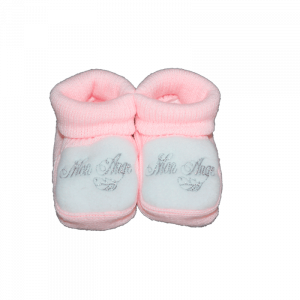 Chaussons tricot naissance rose Les chatounets