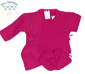 Ensemble brassière, bonnet et chaussons naissance «&nbsp;Les Chatounets&nbsp;»
