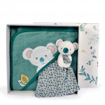 Coffret cadeau : Cape de bain et Doudou Yoca le koala - 80 x 80 cm