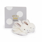 Chaussons hochet lapin taupe Doudou et Compagnie
