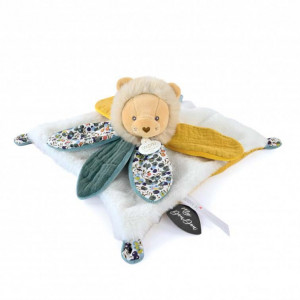 Doudou lion blanc avec pétales - BOH'AIME Doudou et Compagnie