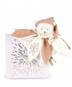 Doudou Plat Pétales Ours Rose 25 cm Collection Anniversaire Doudou et Compagnie