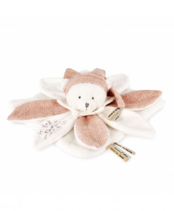 Doudou Plat Pétales Ours Rose 25 cm Collection Anniversaire Doudou et Compagnie