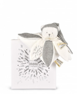 Doudou Plat Pétales Ours Gris 25 cm Collection Anniversaire Doudou et Compagnie