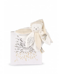 Doudou Plat Pétales Ours Blanc 25 cm Collection Anniversaire Doudou et Compagnie