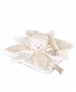 Doudou Plat Pétales Ours Blanc 25 cm Collection Anniversaire Doudou et Compagnie