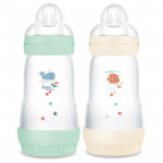 Lot de 2 Biberons anti colique Easy Start 260ml Sealife - Menthe Mam