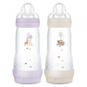 Lot de 2 biberons anti colique Easy Star 320ml Planet Love - Lilas Mam