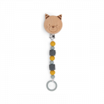 Attache-tétine bois et silicone Chat Moulin Roty