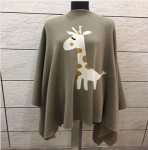 Poncho/plaid adulte - tricot - girafe Quax