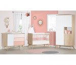 Chambre Séventies rose Lit 120x60 + commode + armoire