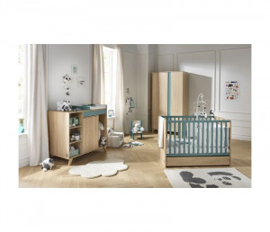 Chambre Nova Lit 120x60 + commode + armoire - argile douce