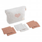 Trousse de toilette + 6 carrés éponge Petit Cœur – Sauthon