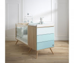 Lit combiné 120x60 EVOLUTIF en 90x190 Seventies bleu
