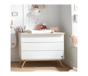 Serena : lit bébé 120x60 + commode et dispositif à langer + armoire