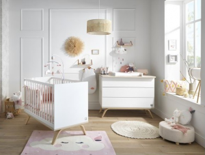 Serena : lit bébé 120x60 + commode avec dispositif à langer