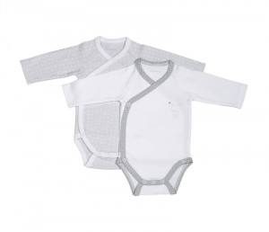 Lot de 2 bodies bébé blanc/gris Céleste Sauthon