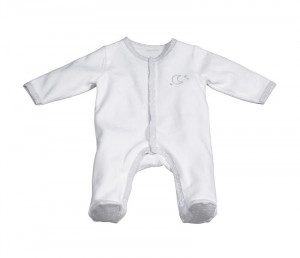 Pyjama velours bébé blanc broderie lune Céleste Sauthon