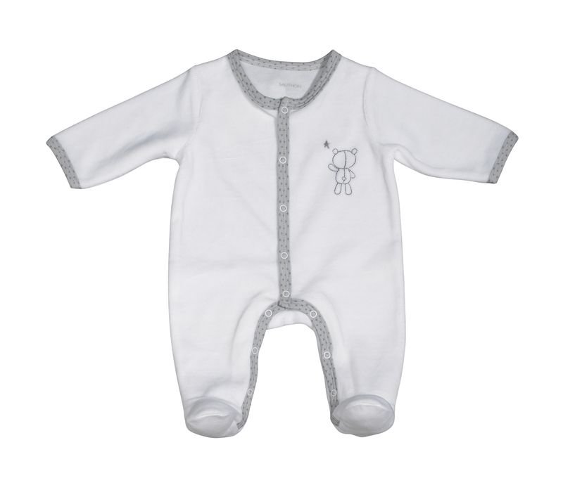 Pyjama Velours Blanc Celeste Sauthon Les Bebes Du Bonheur