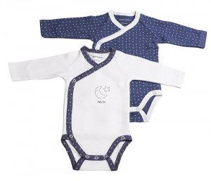 Lot de 2 bodies blanc/bleu MERLIN