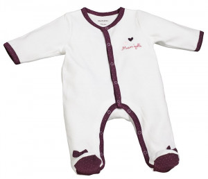 Pyjama velours blanc/violet MAMZELLE BOU