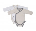 Lot de 2 bodies blanc/beige Timouki Sauthon