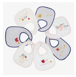Lot de 7 bavoirs naissance Jolie comme un cœur Trois Kilos Sept