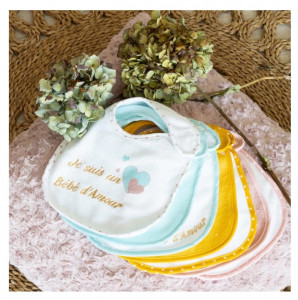 Lot de 7 bavoirs naissance Bébé d’amour Rose Trois Kilos Sept