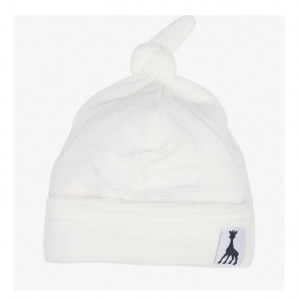 Bonnet de naissance en velours blanc Sophie la Girafe Trois Kilos Sept
