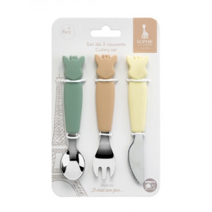 Set de couverts inox et silicone Sophie la girafe